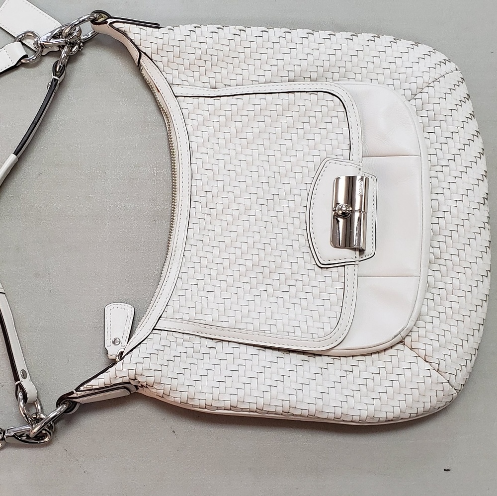 White leather Coach crossbody bag